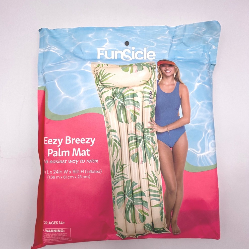 Funsicle Palm Mat Pool Float Unisex 66in Inflatable Tropical NIB Factory Sealed